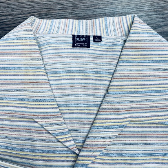 Ike Behar Tan, Blue, Red & Gold Stripe Shirt L - Picture 2 of 5